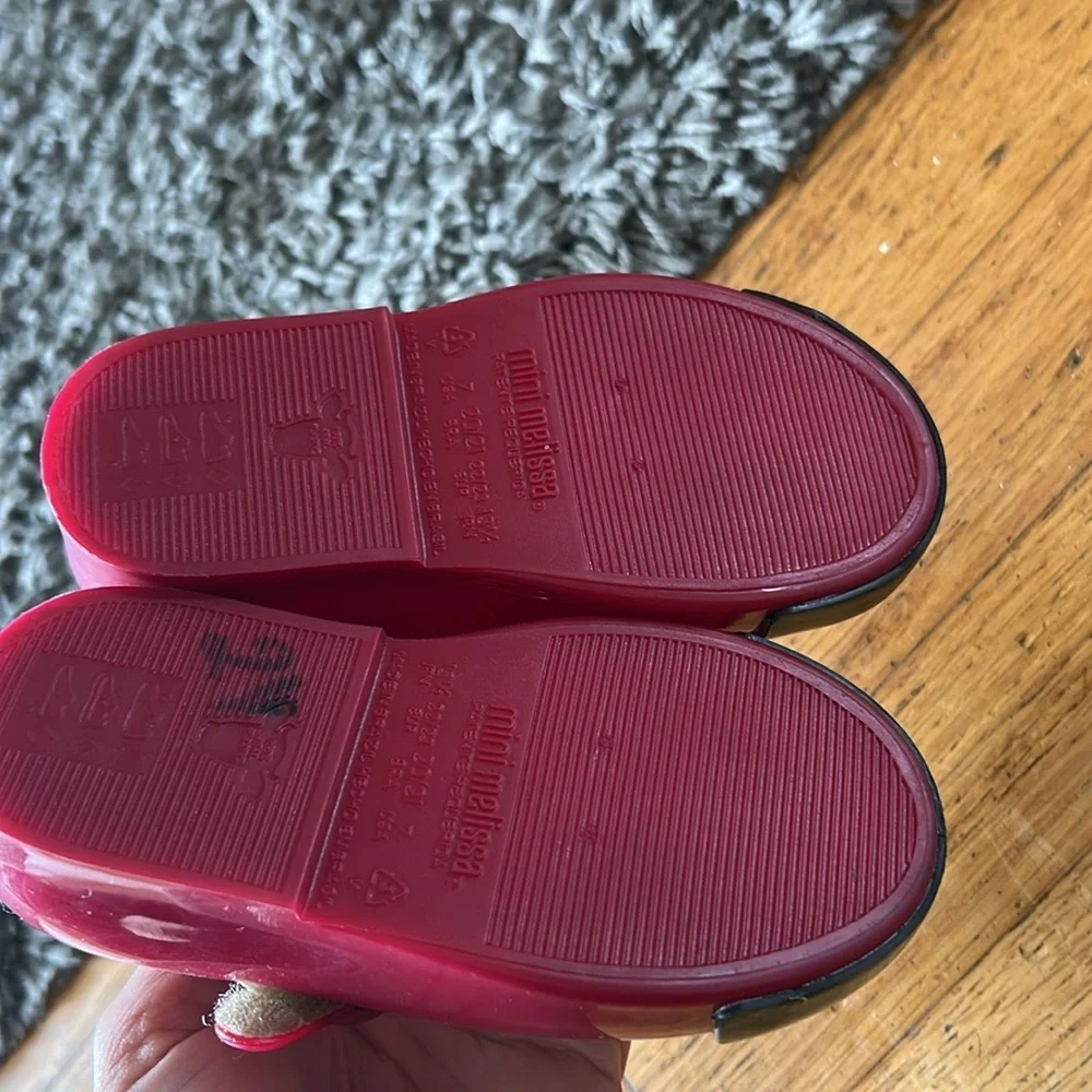 Mini Melissa Mary Jane Minnie Mouse Kids Red and Black Shoes Size 7